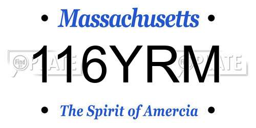 116YRM Massachusetts License Plate