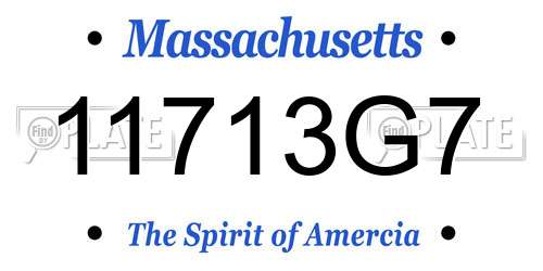 11713G7 Massachusetts License Plate
