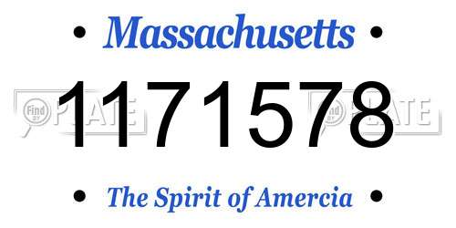 1171578 Massachusetts License Plate