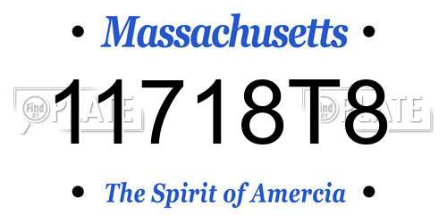 11718T8 Massachusetts License Plate