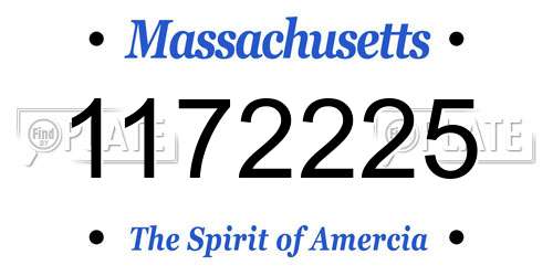 1172225 Massachusetts License Plate