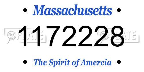 1172228 Massachusetts License Plate