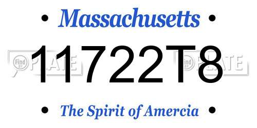 11722T8 Massachusetts License Plate