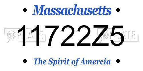11722Z5 Massachusetts License Plate