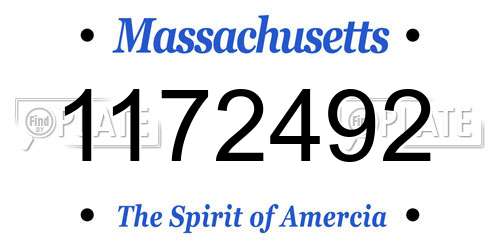1172492 Massachusetts License Plate