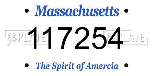 117254 Massachusetts License Plate