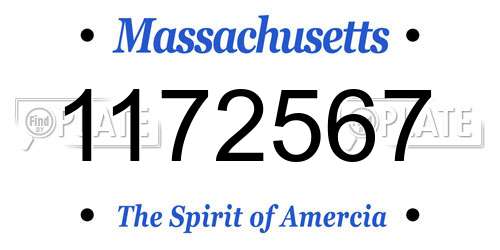 1172567 Massachusetts License Plate