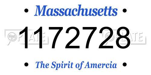 1172728 Massachusetts License Plate