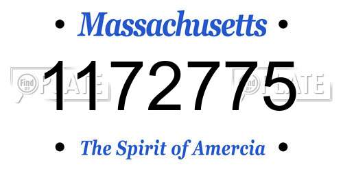1172775 Massachusetts License Plate