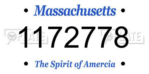 1172778 Massachusetts License Plate