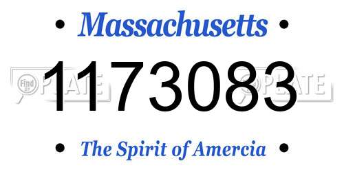 1173083 Massachusetts License Plate