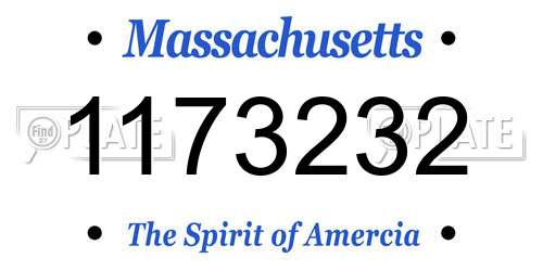1173232 Massachusetts License Plate