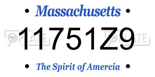 11751Z9 Massachusetts License Plate