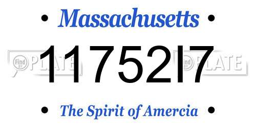 11752I7 Massachusetts License Plate