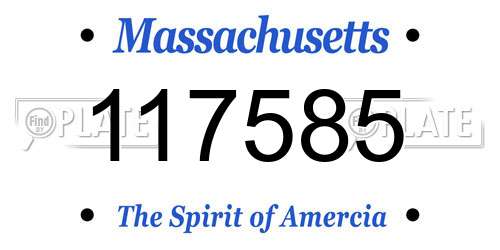 117585 Massachusetts License Plate