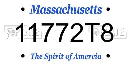 11772T8 Massachusetts License Plate