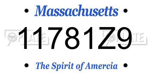 11781Z9 Massachusetts License Plate