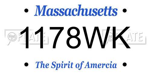 1178WK Massachusetts License Plate