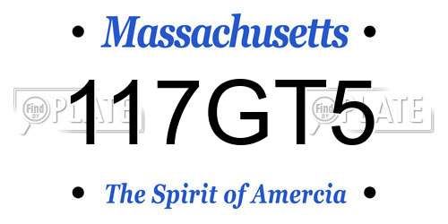117GT5 Massachusetts License Plate