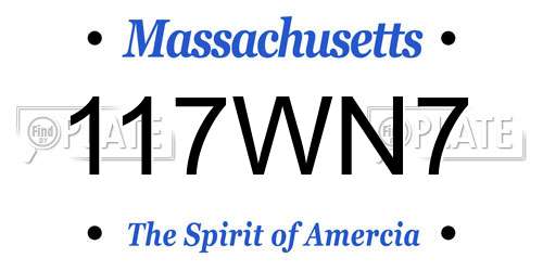 117WN7 Massachusetts License Plate