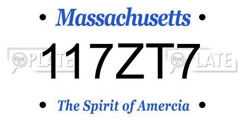 117ZT7 Massachusetts License Plate