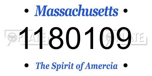 1180109 Massachusetts License Plate