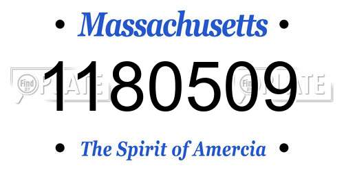 1180509 Massachusetts License Plate