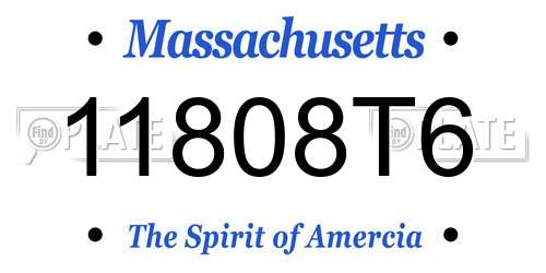 11808T6 Massachusetts License Plate