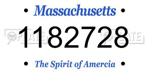 1182728 Massachusetts License Plate