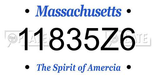 11835Z6 Massachusetts License Plate