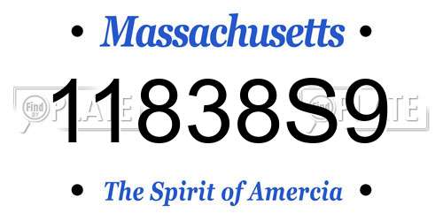 11838S9 Massachusetts License Plate