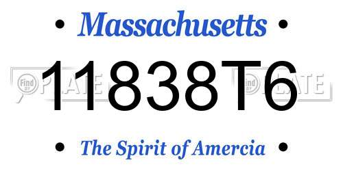 11838T6 Massachusetts License Plate