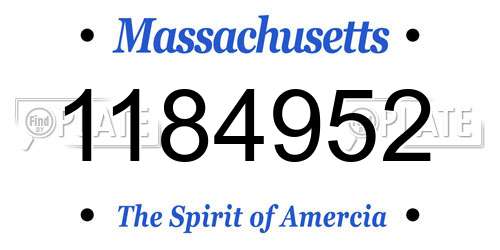 1184952 Massachusetts License Plate