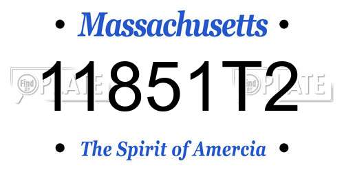 11851T2 Massachusetts License Plate
