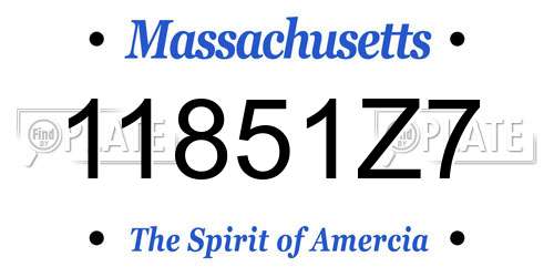 11851Z7 Massachusetts License Plate