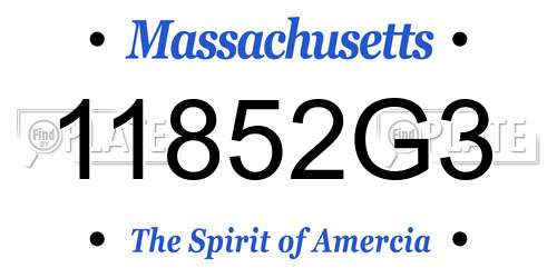 11852G3 Massachusetts License Plate