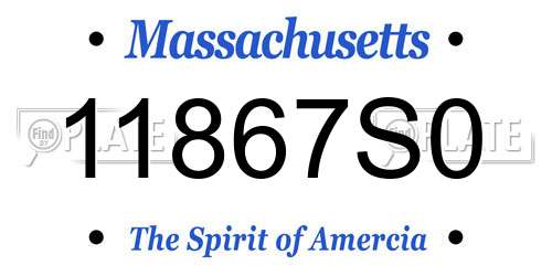 11867S0 Massachusetts License Plate