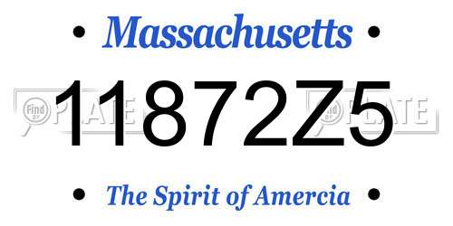 11872Z5 Massachusetts License Plate
