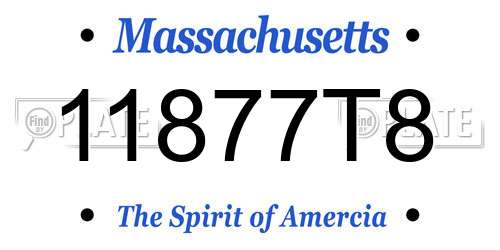 11877T8 Massachusetts License Plate