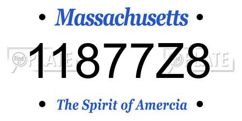 11877Z8 Massachusetts License Plate