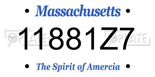 11881Z7 Massachusetts License Plate