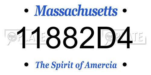11882D4 Massachusetts License Plate
