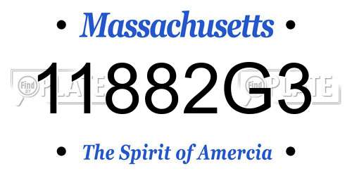 11882G3 Massachusetts License Plate