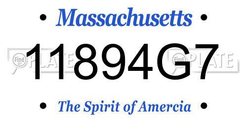 11894G7 Massachusetts License Plate