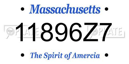 11896Z7 Massachusetts License Plate