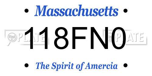 118FN0 Massachusetts License Plate