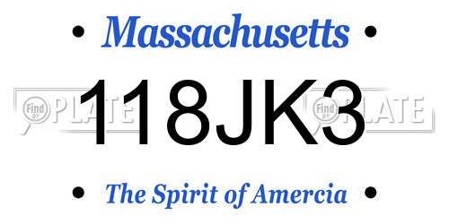 118JK3 Massachusetts License Plate