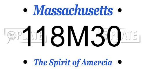 118M30 Massachusetts License Plate