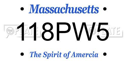 118PW5 Massachusetts License Plate