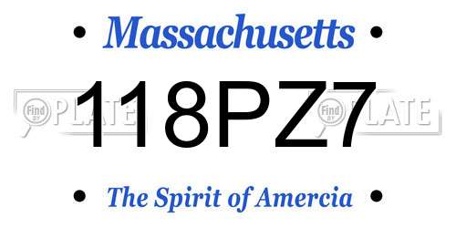 118PZ7 Massachusetts License Plate